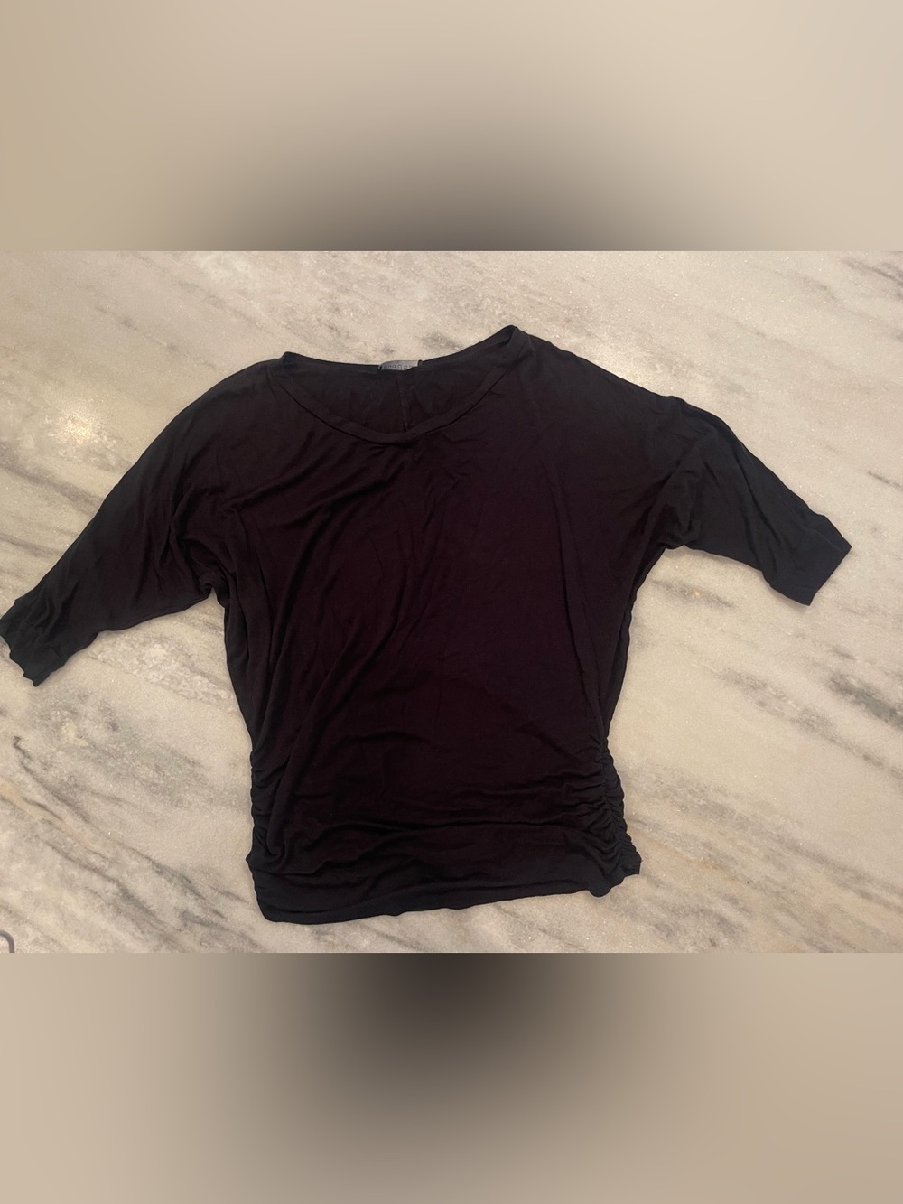 Women's Black Dolman Sleeve Side-Ruched Top